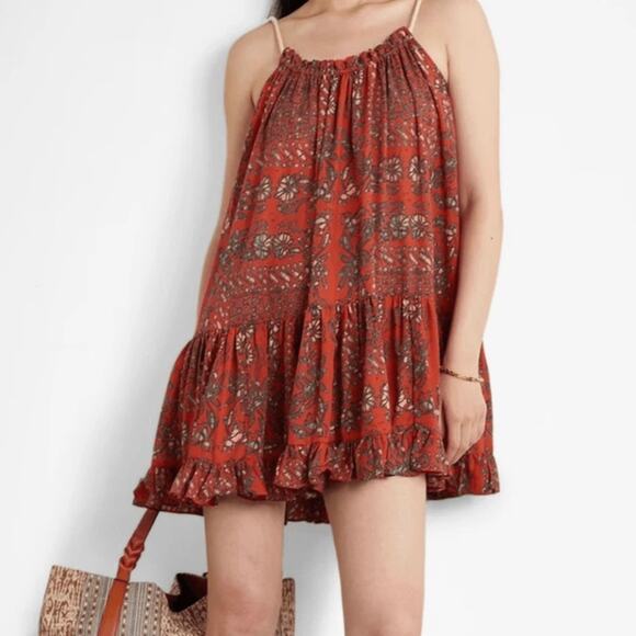 Ulla Johnson Trula Tiered Voile Mini Dress Clementine Flowy Trapeze XS Preowned - Picture 3 of 9